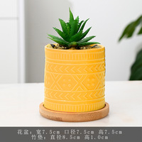 Pot Bunga Keramik Hantechn New Nordic Wind, Pot Bunga Mini Relief Kreatif untuk Rumah, Pot Sukulen