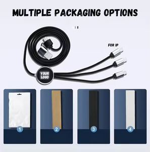 New Design Factory Price Mobile Phone Led Braided Usb Multi <b>Charging</b> <b>3</b> in 2 Cable - Product Image 5