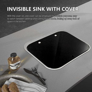 Évier carré simple en acier inoxydable pour <span class=keywords><strong>camping</strong></span>-<span class=keywords><strong>car</strong></span>, caravane portable avec robinet et verre pour espaces minimalistes - Product Image 4