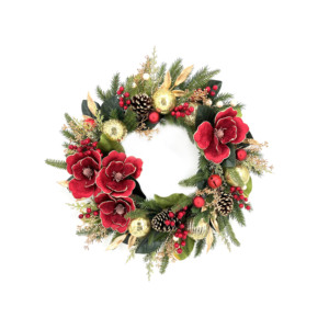 Sang trọng thân thiện với môi trường ngoài trời giáng sinh vòng hoa mộc lan đỏ hoa vàng Đồ trang trí thông nón lễ hội trang trí nhà kỳ nghỉ tuyệt - Product Image 1