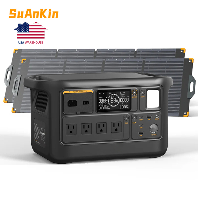 Fast Charging 1500W Portable Power Station LiFePO4 Battery US Plug Silent Solar Generator for Camping&RV