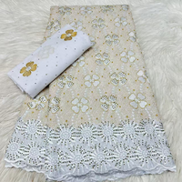 Dentelle suisse de haute qualité NI.AI, tissu en coton brodé de fleurs colorées avec pierres, style nigérian pour vêtements féminins