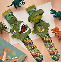Nouvelle montre à projection de motifs de dinosaures 3D lumineux pour enfants, lampe torche, cadeaux de Noël, montre numérique pour enfants, lampe torche