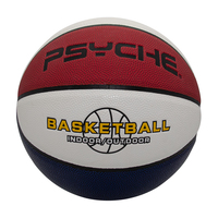 Ballon de basketball pour enfants taille 3 en cuir PU bleu, rouge et blanc, personnalisable, fourni par l'usine