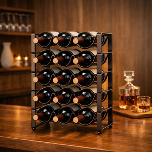 Modern Minimalist Wine Rack Steel <b>9</b> Bottle Storage Shelf For Home Dining Table Decor - Product Image 4