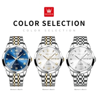 Hot OLEVS montres pour hommes miroir Original montre à Quartz pour homme étanche lumineux en acier inoxydable montre-bracelet mâle semaine Date heures