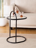 Table d'appoint de café d'extrémité d'accent en métal noir de forme ovale moderne directement en usine