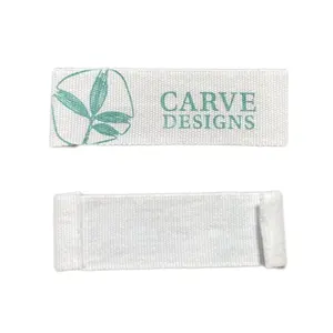 Etichette serigrafate per abbigliamento con collo principale in tela per indumenti marchio personalizzato stampato in cotone organico liscio sostenibile 1000 pezzi