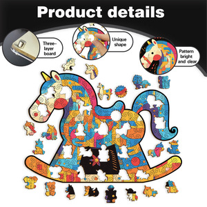 Wacocetoy Rompecabezas de Madera de Caballo Balancín Enmarcado, Arte Decorativo para Jóvenes, Personalización DIY - Product Image 3