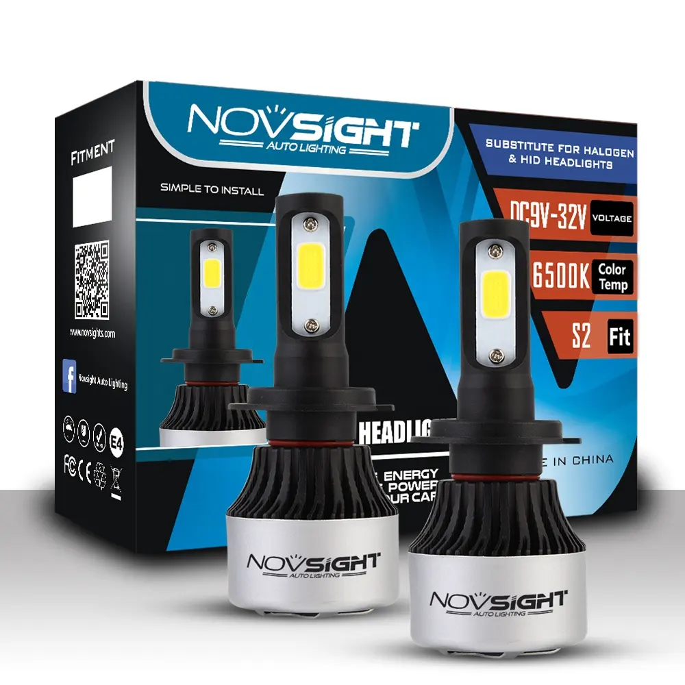 Novsight \ Nighteye sıcak satış C6 artı S2 LED far H4 H7 9000lm 6500k otomatik led far ampulü kiti evrensel araba