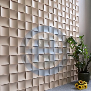 SHENGHANG Panneau <span class=keywords><strong>mural</strong></span> en bois <span class=keywords><strong>de</strong></span> caoutchouc 3D à arc concave, texture damassée, moderne, écologique, imperméable, pour café et restaurant chaleureux - Product Image 4