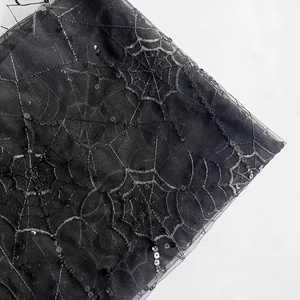 Popolare tessuto di pizzo di lusso in <span class=keywords><strong>tulle</strong></span> con paillettes nere ricamate in poliestere - Product Image 3