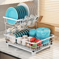 Égouttoir à vaisselle double couche pour comptoir de cuisine, étagère de rangement et support d'égouttage