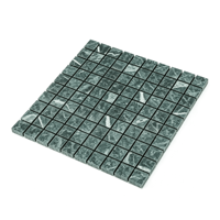Lembaran Jaring Ubin Mosaik Persegi Marmer Hijau Tua 295x295mm Tebal 10mm Untuk Dekorasi Dinding dan Lantai Interior Kamar Mandi Dapur