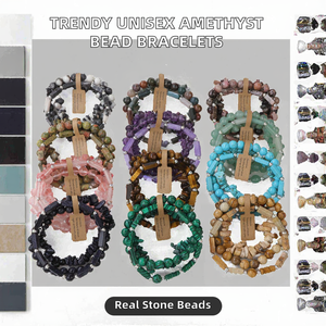 Nuevo Conjunto de Pulseras Unisex de 3 Piezas, Cuentas Rectangulares de Ágata Natural, Brazaletes de Perlas, Estilo Moderno para Fiesta - Product Image 2