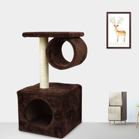 Arbre à chat multi-niveaux en peluche avec griffoir intégré et plateforme de saut pour chats d'intérieur