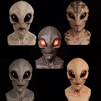 Masque d'Alien Effrayant en Latex Noir Réaliste Plein Visage, Vente en Gros, pour Fête Costumée d'Halloween