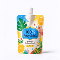 Pochette de recharge cosmétique recyclable avec bec verseur pour shampoing, après-shampoing, lotion, soins de la peau et gel douche – Emballage souple