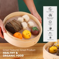 Panier vapeur en bambou écologique à 2 niveaux, couvercle en acier inoxydable de 10 pouces, capacité de 6 L pour la cuisine chinoise asiatique, pains bao