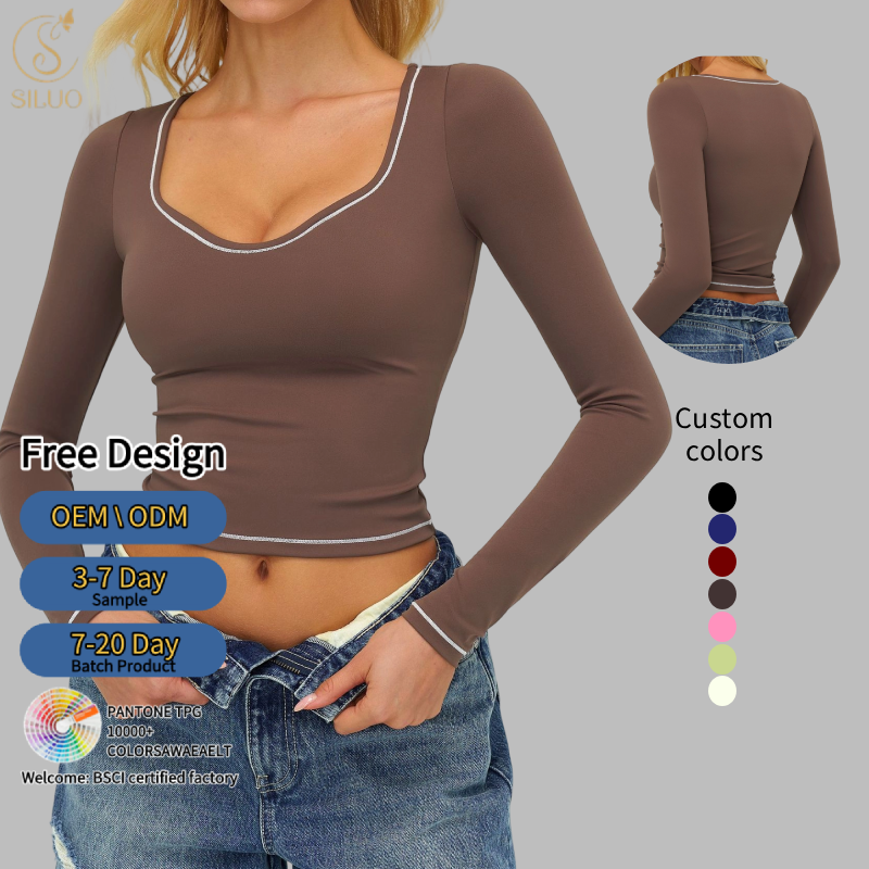 Women's Winter Breathable Brushed Yoga Long Sleeve Color Block Shirt Slim Fit Sports Nude Wear Tight Solid Yoga Top for Fitness