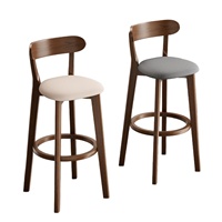 Tabouret de bar contemporain de style nordique en bois massif avec dossier haut, modèle JF66, pour usage commercial, restaurants et mobilier de bar à domicile