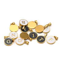 Nouvelle Mode 18k Plaqué Or En Acier Inoxydable Émail A-Z Alphabet Lettre Charme Pendentif pour Collier Fabrication de Bijoux
