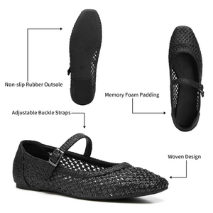 Comfort Breathable Woven <b>Flats</b> Mary Jane <b>Flats</b> Shoes Women Square Toe Ballet <b>Flats</b> Dressy <b>Flats</b> for Women - Product Image 6