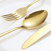 Gold Plated Flatware Set Reusable Restaurant Stainless Steel Silverware Bulk Wedding Cutlery Set