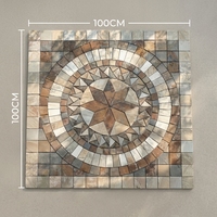 Mosaïque moderne personnalisée en pierre naturelle d'extérieur, mosaïque en ardoise en forme de boussole pour la pavage des cours de villas