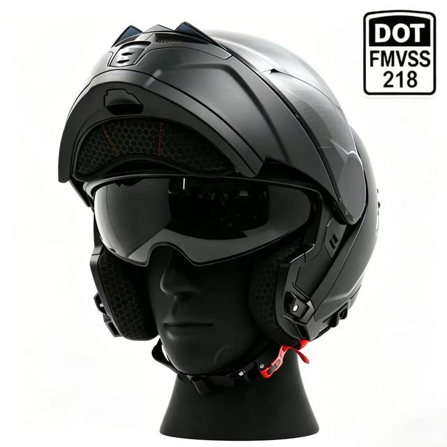 New Unisex Flip Motorcycle Helmet Dual Visor DOT Certified ABS Material Modular Design Quick Release Closure /LED Light