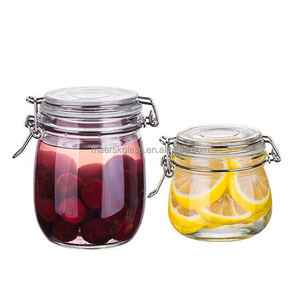 Best-seller Bouteilles en verre hermétiques de 500ml Conteneur de stockage des aliments Bocaux en verre avec couvercle à verrouillage/couvercle rabattable - Product Image 1