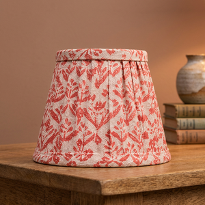 Abat-jour en lin rouge corail à motifs floraux |   Abat-jour en tissu plissé artisanal pour lampes de table, de sol et suspendues - Product Image 4