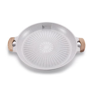 Poêle à griller en pierre Maifan, ronde, antiadhésive, pour cuisinière à induction, poêle à steak coréen, nettoyage facile, lavage à la main uniquement - Product Image 1