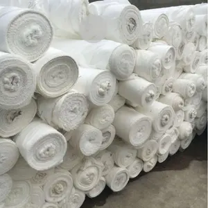 Tekstil rumah kain tenun pongee gerege kain abu-abu kulit persik 100% poliester kain putih diputihkan untuk kain tempat tidur