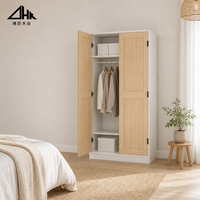 Armoire à deux portes en chêne clair avec tringle de suspension et étagère supérieure pour chambre, dressing, entrée d'appartement, dortoir, à monter soi-même