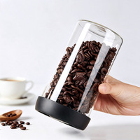 Pot de conservation moderne en verre borosilicate transparent avec couvercle sous vide anti-air pour aliments, céréales et grains de café