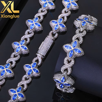 Bracelet cubain unisexe hip-hop en alliage de cuivre, motif trèfle à quatre feuilles et zircon, serti griffe, plaqué or 0,3 mm, bijou cadeau