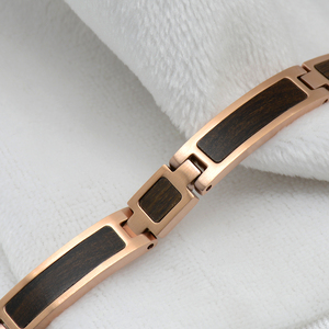 Braccialetto personalizzato in acciaio e legno placcato oro rosa in acciaio e legno di lusso per ragazze di moda <span class=keywords><strong>set</strong></span> regalo di nozze per le donne - Product Image 5