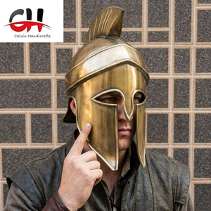 CHk Medieval Helmet Plume Greek Corinthian Knight Spartan Cosplay Metal Polished Handmade Brown Oval Calvin Mother's Day New - Product Image 1