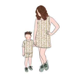 Su misura di bambù estate mamma e io famiglia abbinati abiti per bambine pantaloncini a manica corta Set per bambino e madre - Product Image 4