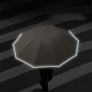 <span class=keywords><strong>Parapluie</strong></span> d'affaires automatique à 3 volets pour hommes de haute qualité avec logo personnalisé inversé à 10 os et poignée de boucle d'anneau de <span class=keywords><strong>tempête</strong></span> Adultes - Product Image 2