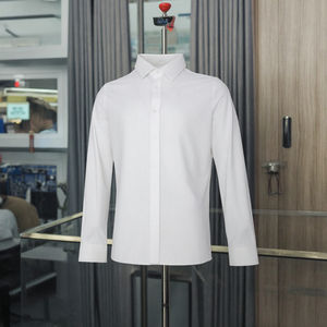 Camisa informal de lujo con cuello vuelto para hombre, servicio personalizado, manga larga, LICRA blanca y poliéster para primavera y otoño - Product Image 1