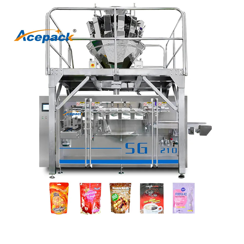 מכונת אריזה אוטומטית לעמידה לעיבוד חיות מחמד אגוזים פירות יבשים מכונת מילוי ואיטום עמידה