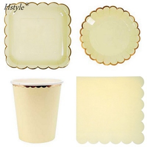 Màu pastel bé tắm Bộ đồ ăn đặt Kid sinh nhật Nguồn cung cấp bên giấy khăn ăn tấm cô gái đêm bên tablewares spt231 - Product Image 4