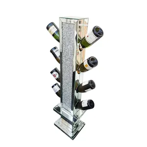 Мебель для гостиной, блестящая зеркальная стойка для вина с измельченным бриллиантом, держатель для бутылок, оптовая продажа для бара