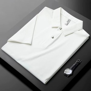 Polo Blu Estiva Leggera in Seta Ghiaccio Senza Cuciture, T-shirt <span class=keywords><strong>Slim</strong></span> <span class=keywords><strong>Fit</strong></span> a Maniche Corte per <span class=keywords><strong>Uomo</strong></span> - Product Image 4