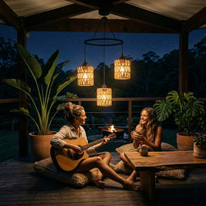 <span class=keywords><strong>Lampadario</strong></span> a sospensione a 3 teste in rattan <span class=keywords><strong>solare</strong></span> |   PT0911 - Product Image 2