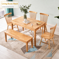 Ensemble table et chaises de salle à manger en bois massif de style nordique simple pour petite maison, hôtel, cuisine, salle à manger, table pour 4 à 8 personnes