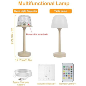 Lampu Meja Proyektor Gelombang Air RGB Modern dengan Kontrol Sentuh Remote, Kap Lampu Bulat LED, Lampu Malam Dinamis untuk Dekorasi Ruangan - Product Image 6