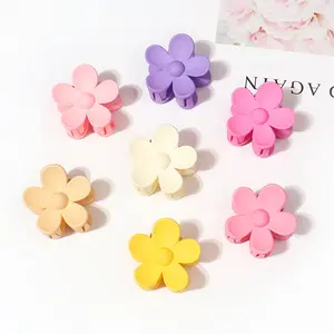 Korean Style Grab Clip Flower Cute Frosted Hair Clip Macaron Color Headpiece Small Claw Clip